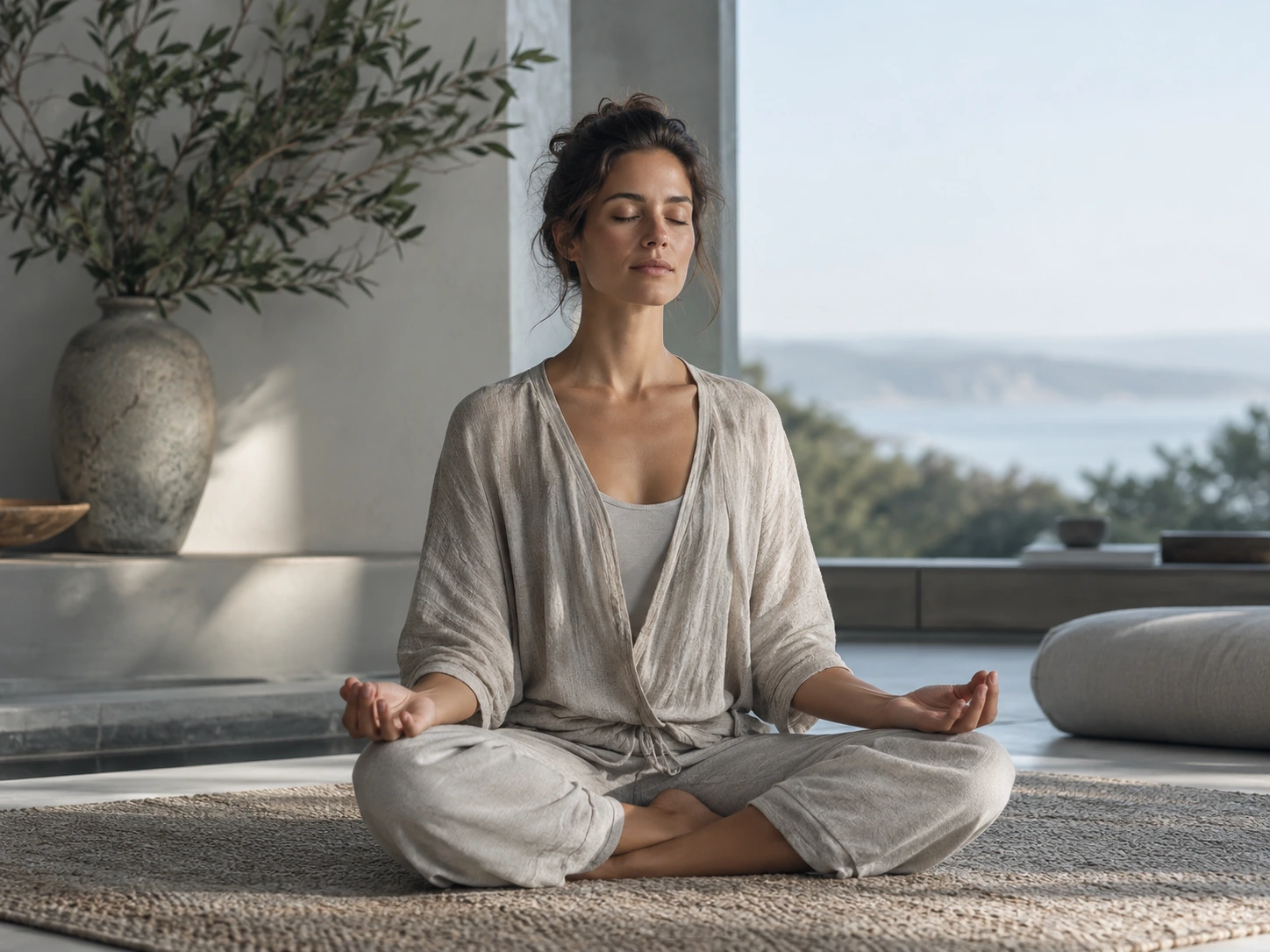 Imagen editorial de Meditación en un ambiente tranquilo